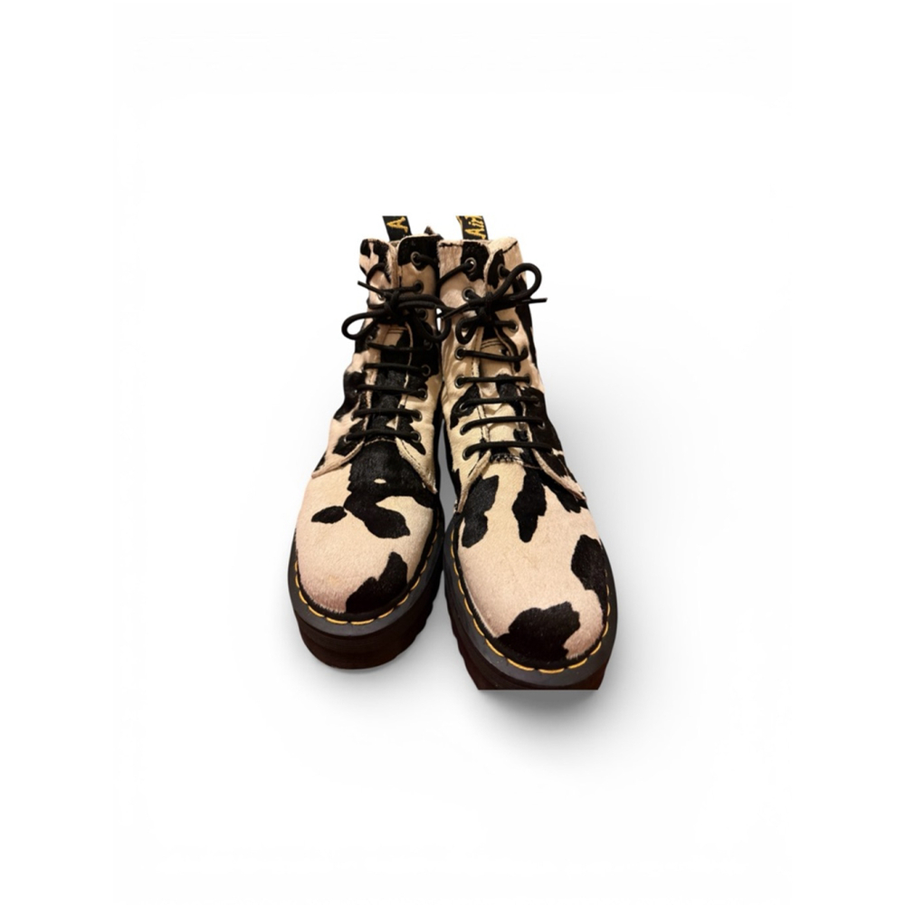 Dr. Martens Cow Print Jadon Boots Size 9 White Black LTD ED - Picture 3 of 6